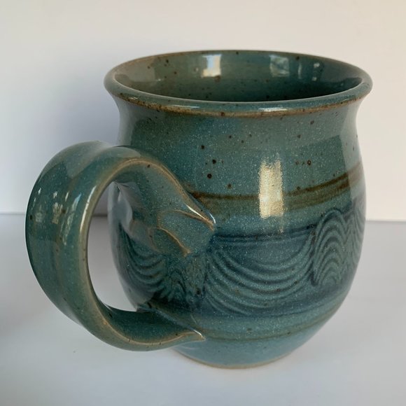 2 Hand Thrown Studio Art Pottery Mugs Blue Artisan Handcrafted Signed - Picture 4 of 13